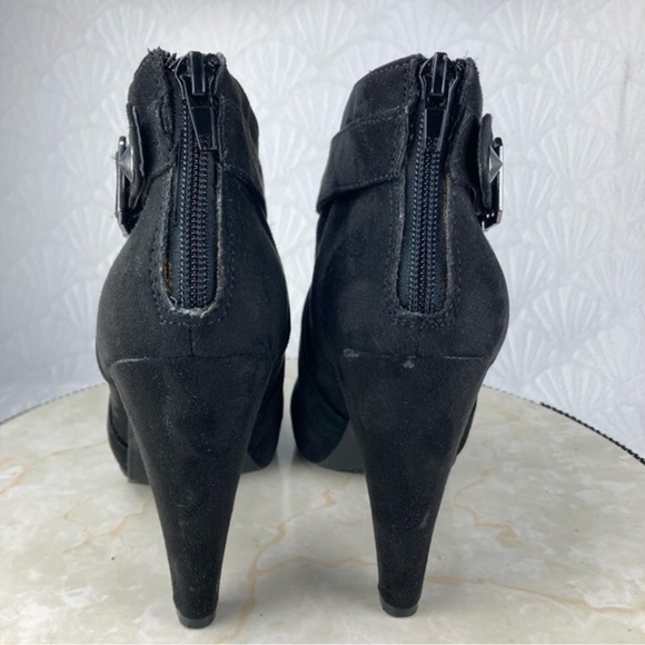Guess Ankle Booties Womens 8.5 Black Suede Chunky Block Heel Dressy Grunge Boots - Picture 6 of 13